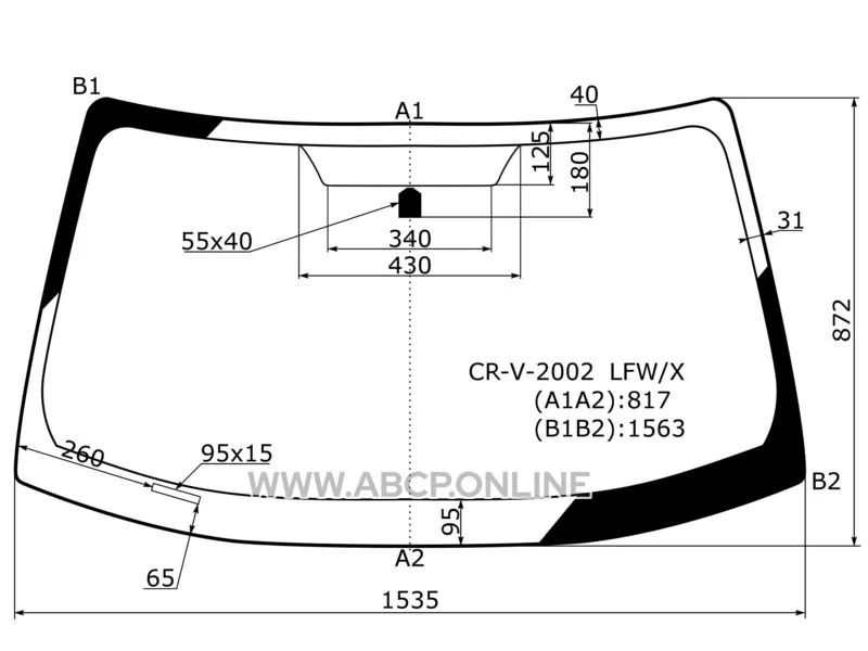 Стекло лобовое в клей HONDA CR-V 01-06