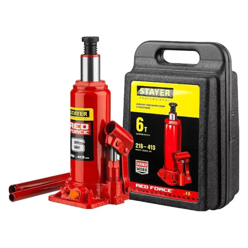 Домкрат бутылочный STAYER Red Force 43160-6-K 6 т