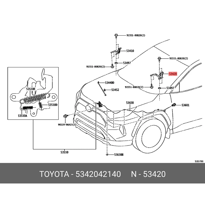 Петля капота TOYOTA RAV4 19- LH