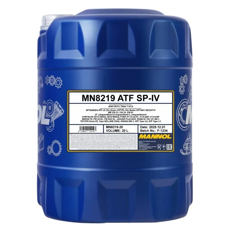 Масло трансмиссионное MANNOL ATF SP-IV Automatic Fluid 8219 20 л