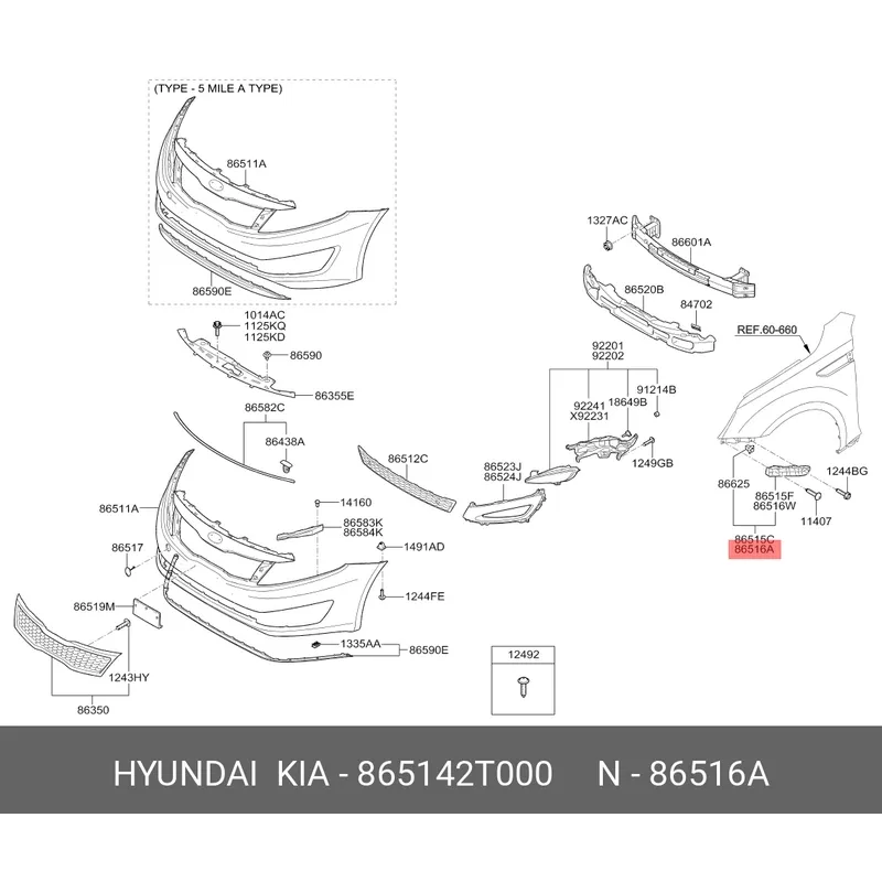 Кронштейн переднего бампера правый Hyundai/Kia