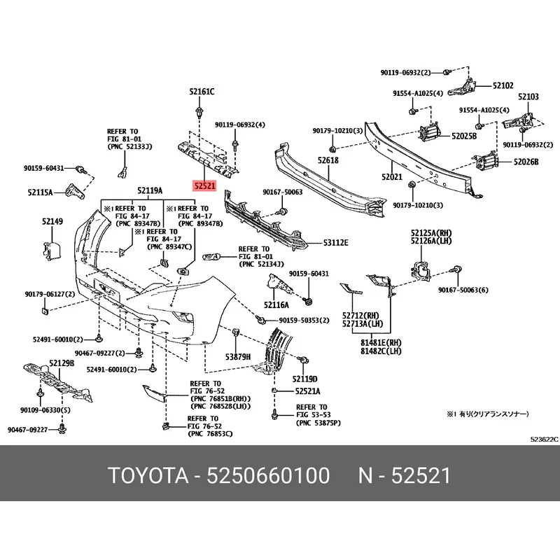 Крепление бампера TOYOTA LAND CRUISER PRADO 150 17- (верхнее)