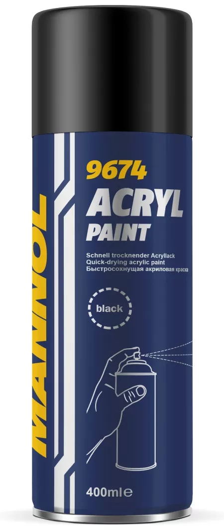Краска матовая черная MANNOL 9674 Acryl Paint Black  0,4 л