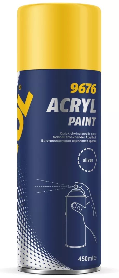 Краска серебро MANNOL 9676 Acryl Paint Silver  0,45 л