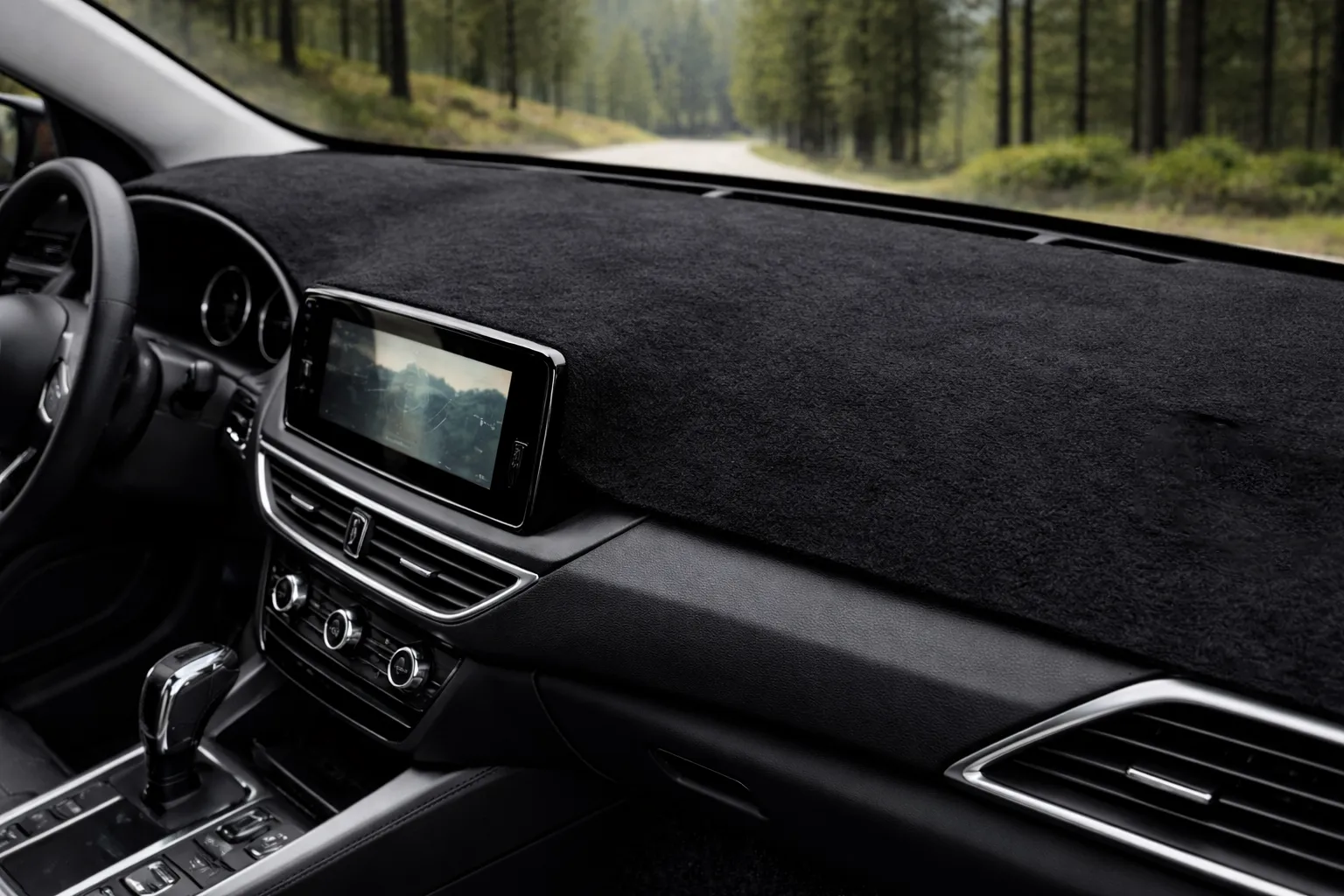 Коврик накладка на торпеду из алькантары Черная Audi A4L B9 2017-2025