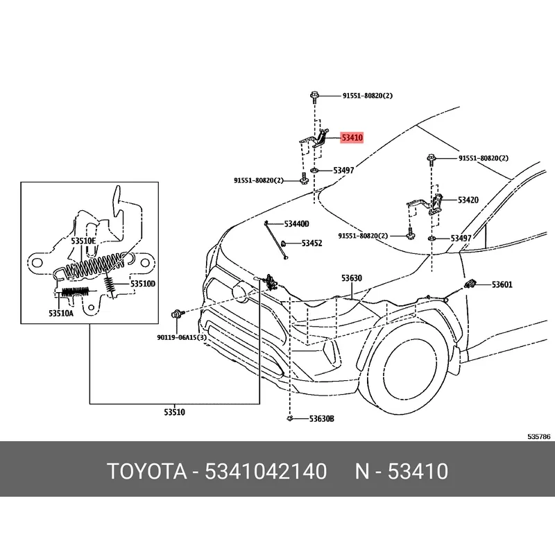Петля капота TOYOTA RAV4 19- RH