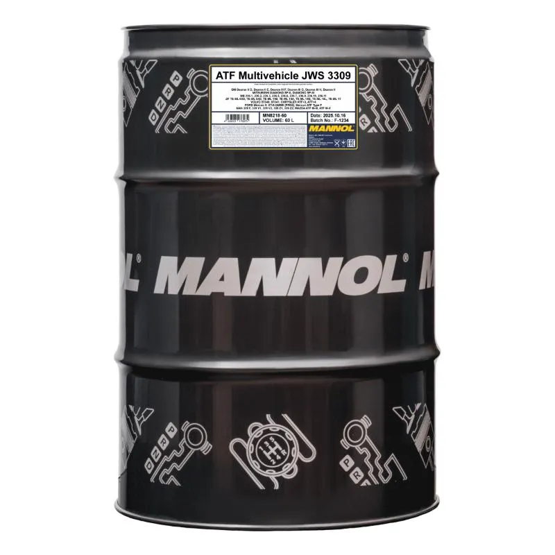 Масло трансмиссионное MANNOL ATF Multivehicle 8218 60 л