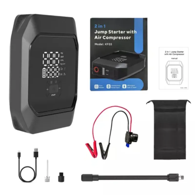 Портативный стартер с воздушным компрессором + Power bank 2 в 1 KF03